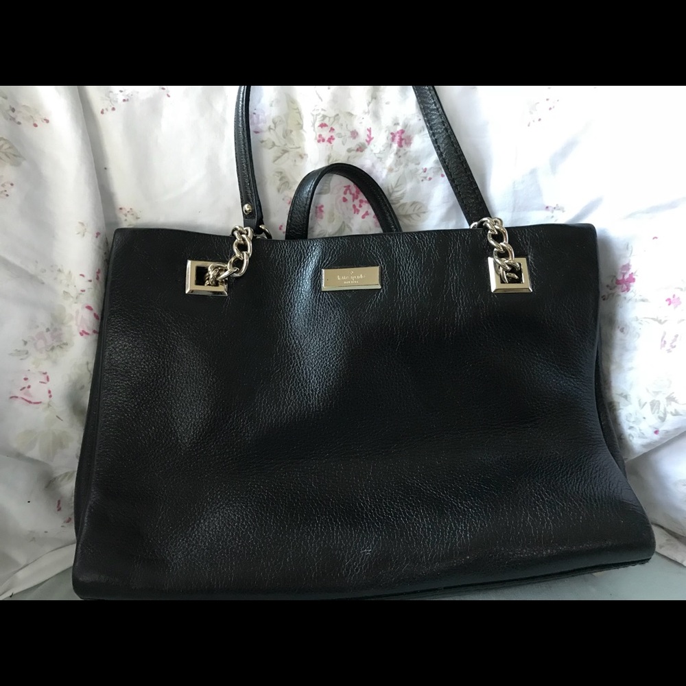 Kate Spade black leather handbag purse